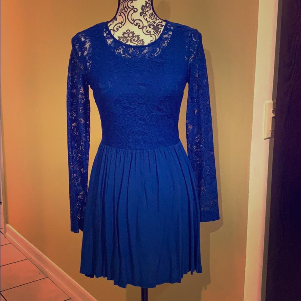 H&M (Divided) Royal Blue long sleeve lace dress